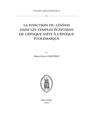 cover image of La fonction du lesonis dans les temples egyptiens de l'epoque saite a l'epoque ptolemaique